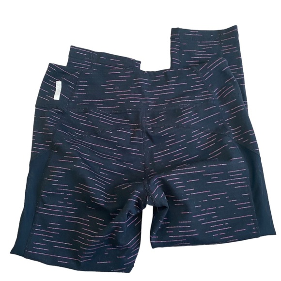 Zella live in pink cropped leggings mesh panels black horizontal stripes S small - Picture 5 of 9